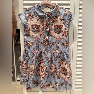 GUCCI KIDS GIRLS ROSE AND TIGER PRINT DRESS 4 YEARS